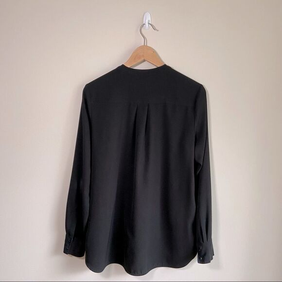 Willi Smith Black Long Sleeve  Blouse with Faux Collar & Hidden Buttons Medium - Picture 3 of 8